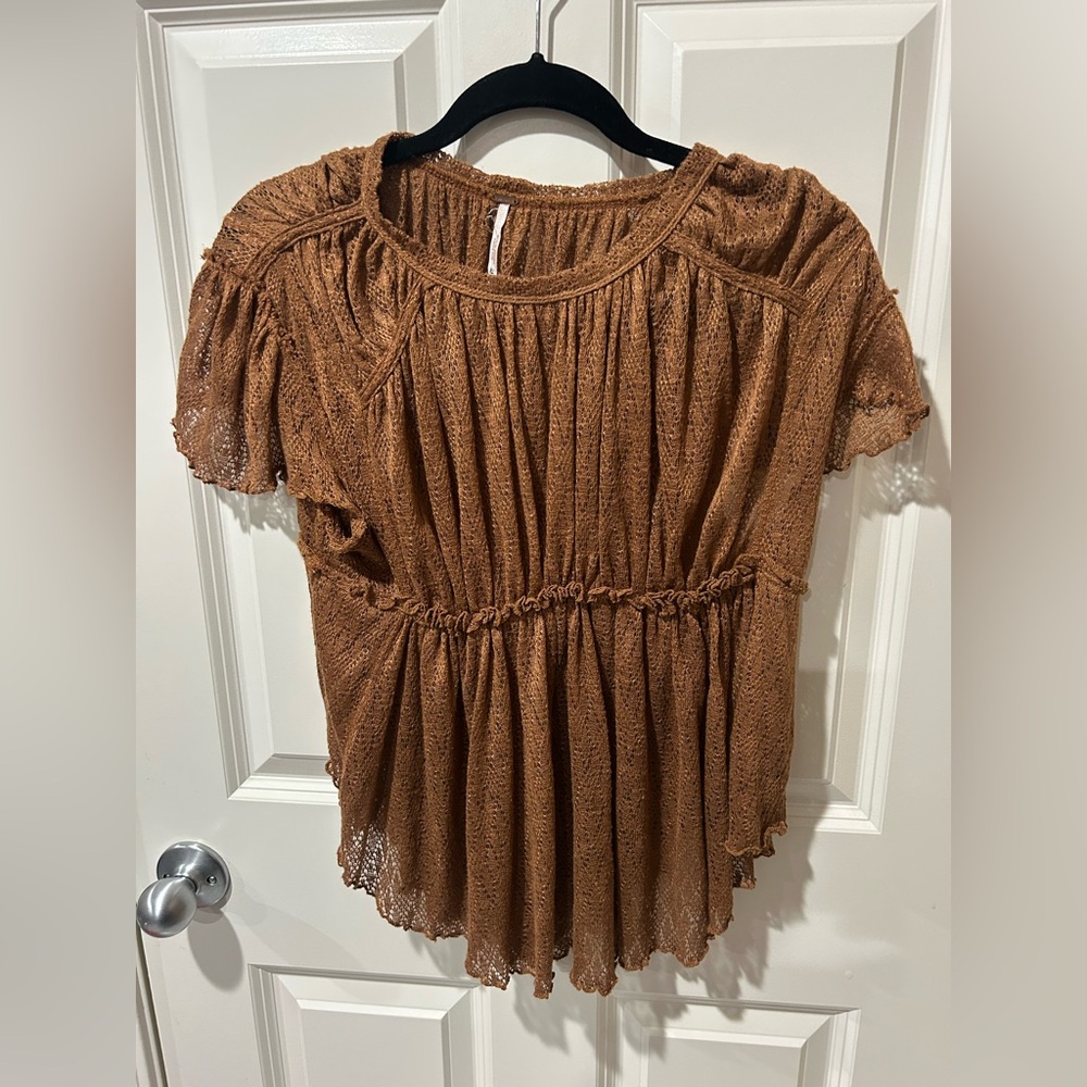 New without tags Free people Brown boho crochet knit lace top small